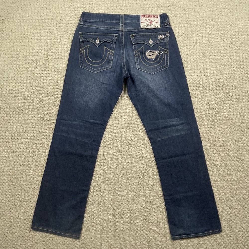 Vtg True Religion Ricky Straight Jeans Men 36x32 USA Made Y2K Flap Pocket Grunge